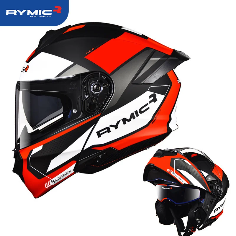 2 Gifts Unisex Racing Flip Up Motorcycle Helmets Modular Dual Lens Motocross Helmet Full Face Safe Helmet  ECE DOT For ManWomen