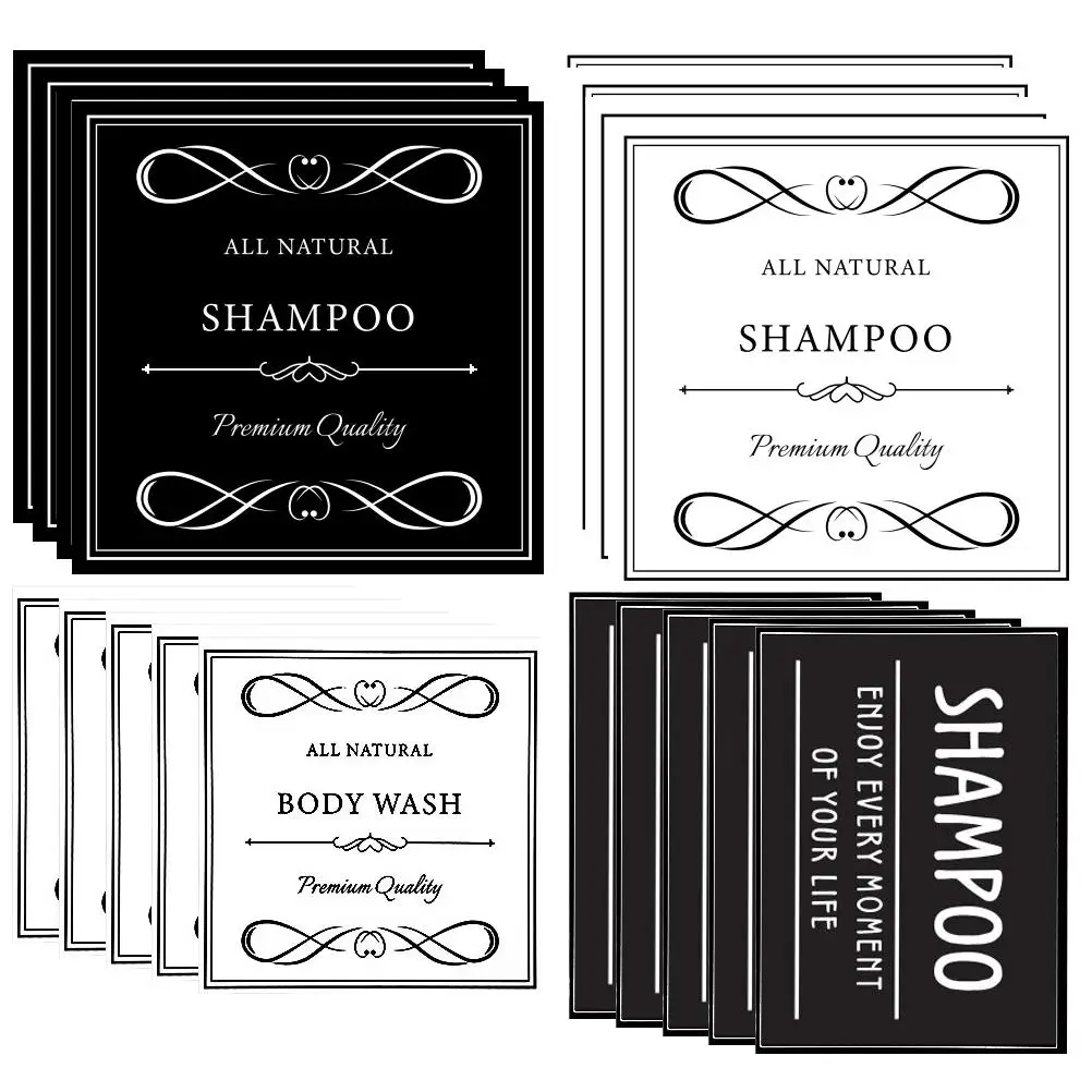 

24 Pcs Soap Dispenser Stickers Shampoo Bottle Labels Conditioner Body Wash Waterproof Adhesive Bathroom Accessories Shower Glass