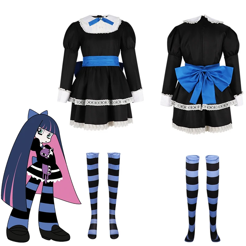 

Anarchy Maid Black Lolita Dress Uniform Halloween Costume Women Panty And Stocking With Garterbelt Stocking Anarchy Cosplay