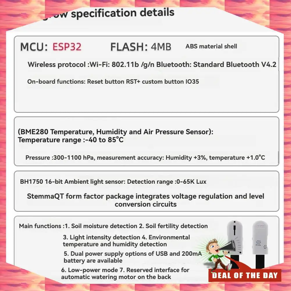 24-Hour Delivery Lilygo ESP32 Soil Moisture Sensor Wifi Bluetooth T-Higrow ESP32 Soil Tester For Garden Temperature Humidity Mon