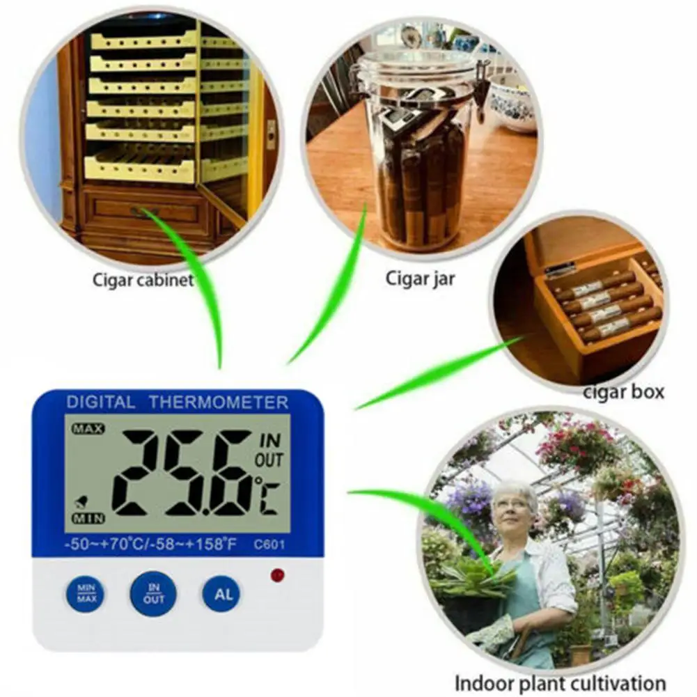 LED 냉장고 냉동고 디지털 온도계, ℃/℉ 온도 습도 계량기, LED 표시기 알람 기능, 홈 액세서리