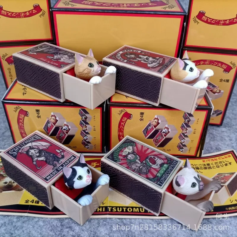 

Cat Hiding in Matchboxs Peeking Cat Blind Box Surprise Collectible Toy Funny Kitty Hide and Seek Miniature Figure Kawaii Gift