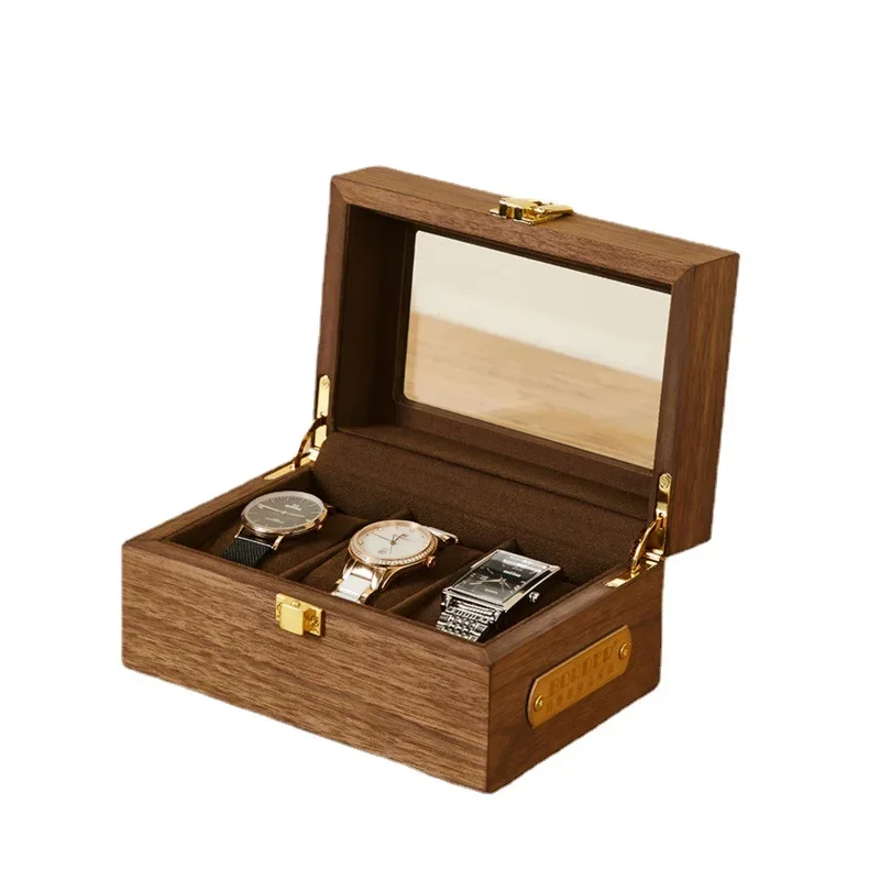 High-grade Watch Box Solid Wood Grain Exquisite Multi-digit Watch Collection Display Box Retro Organizer Box