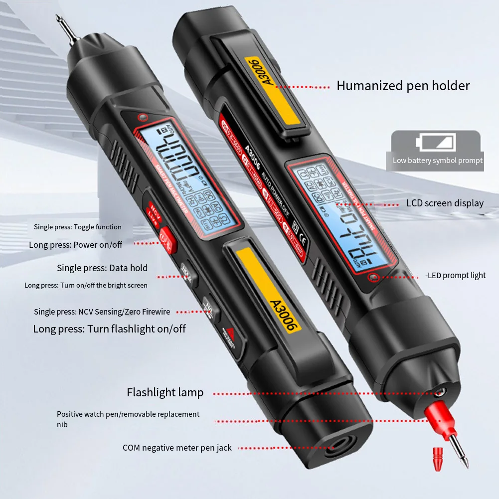 

A3006 Multi-function Pen Multimeter Digital High-precision Tester AC VoltageTest Pen Test Multimeter 2 In 1