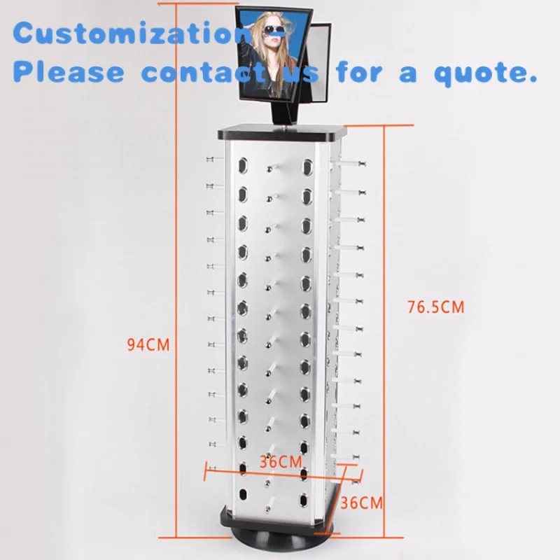 custom.Round Square Sunglass Store Rotating Metal Glasses Stand Eyewear Display Stand Sunglasses Countertop Display Shelf