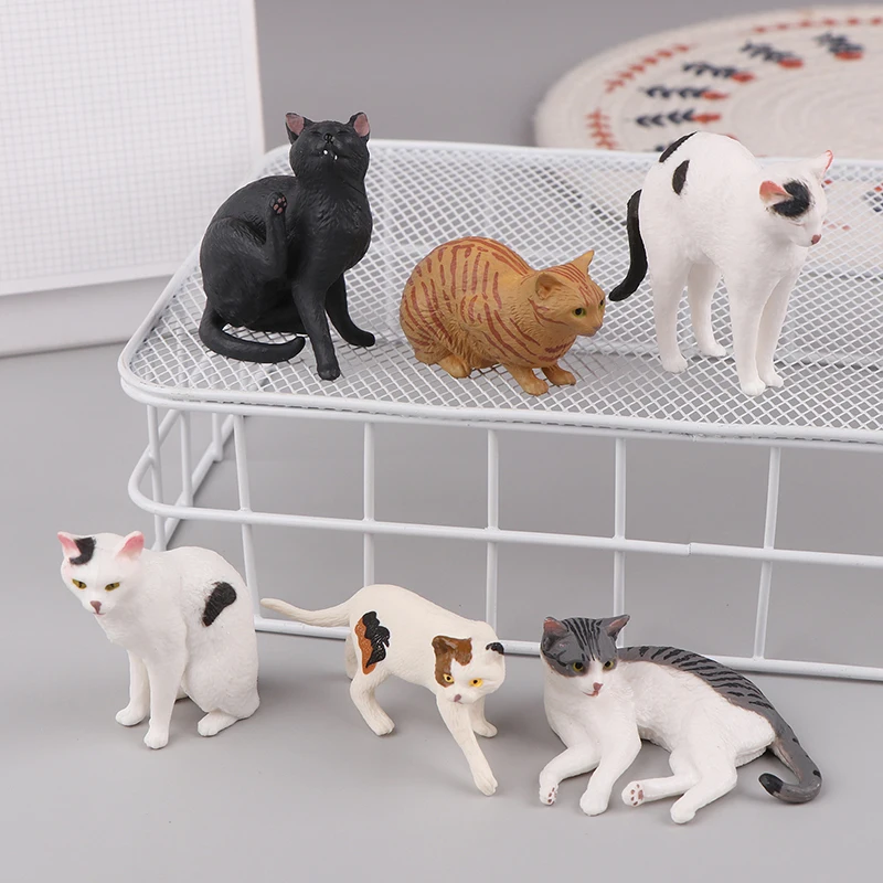 .Cat Model Ornament Solid Simulation Animal Model Lying Orange Cat Figurine Desktop Decoration Mini Car Cat Model Ornament Gift