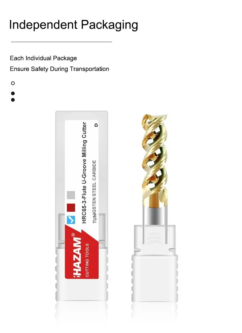 SHAZAM HRC65 3-Flöten-Fräser aus hochglänzendem Aluminium, Hartmetall-Schaftfräser aus Wolframstahl für CNC-Schaftfräser mit U-förmiger Nut – Detail 8