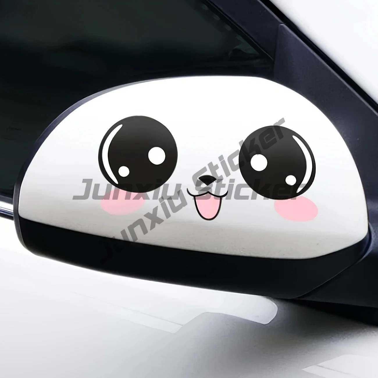 Adorable Joyful Face Car Mirror Decals Car Stickers Scratch Blocking Self-Adhesive Decal, Used for Car, Laptop