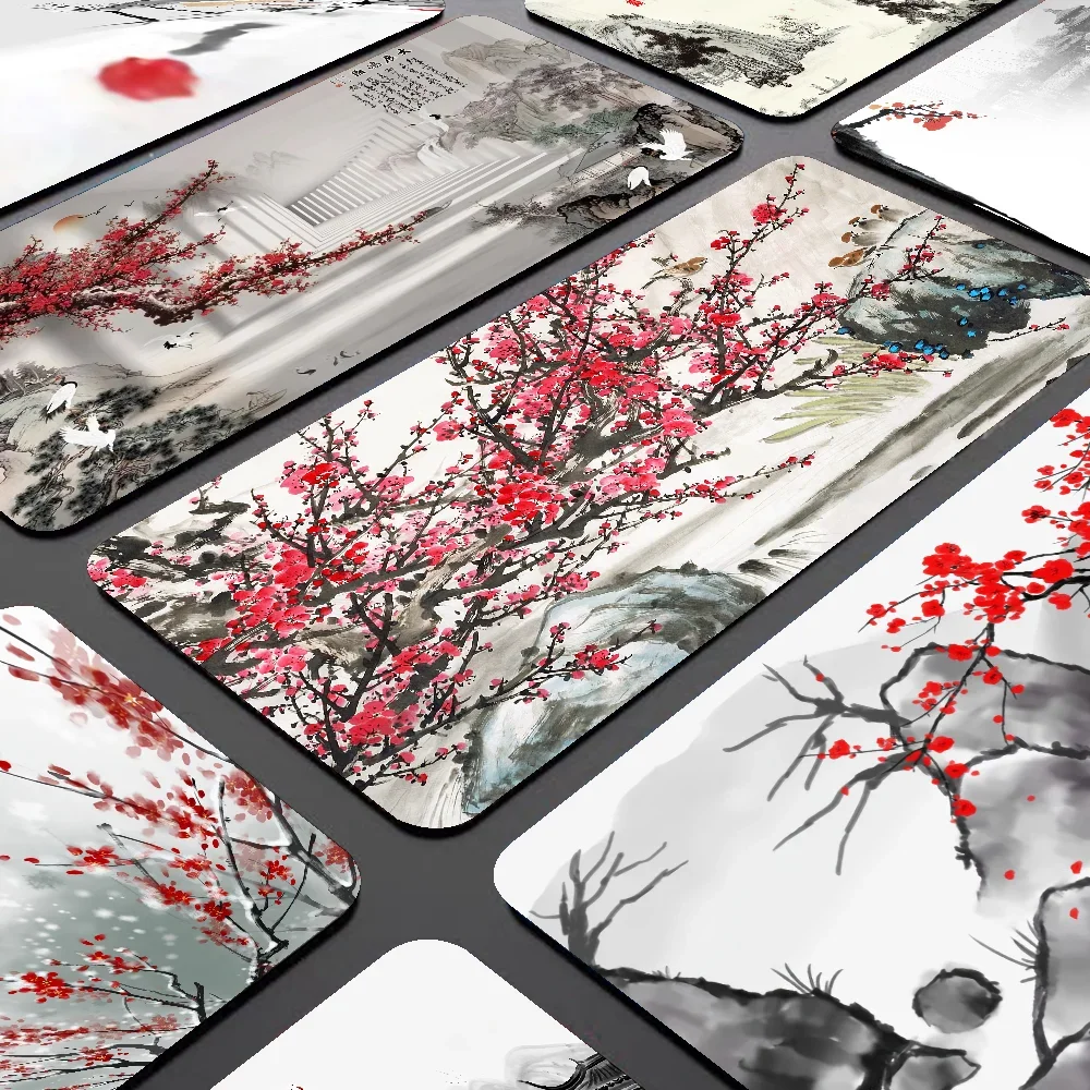 

Chinese Plum Flower Cool Office Mice Gamer Soft Mouse Pad Size For Game Keyboard Pad For Gamer