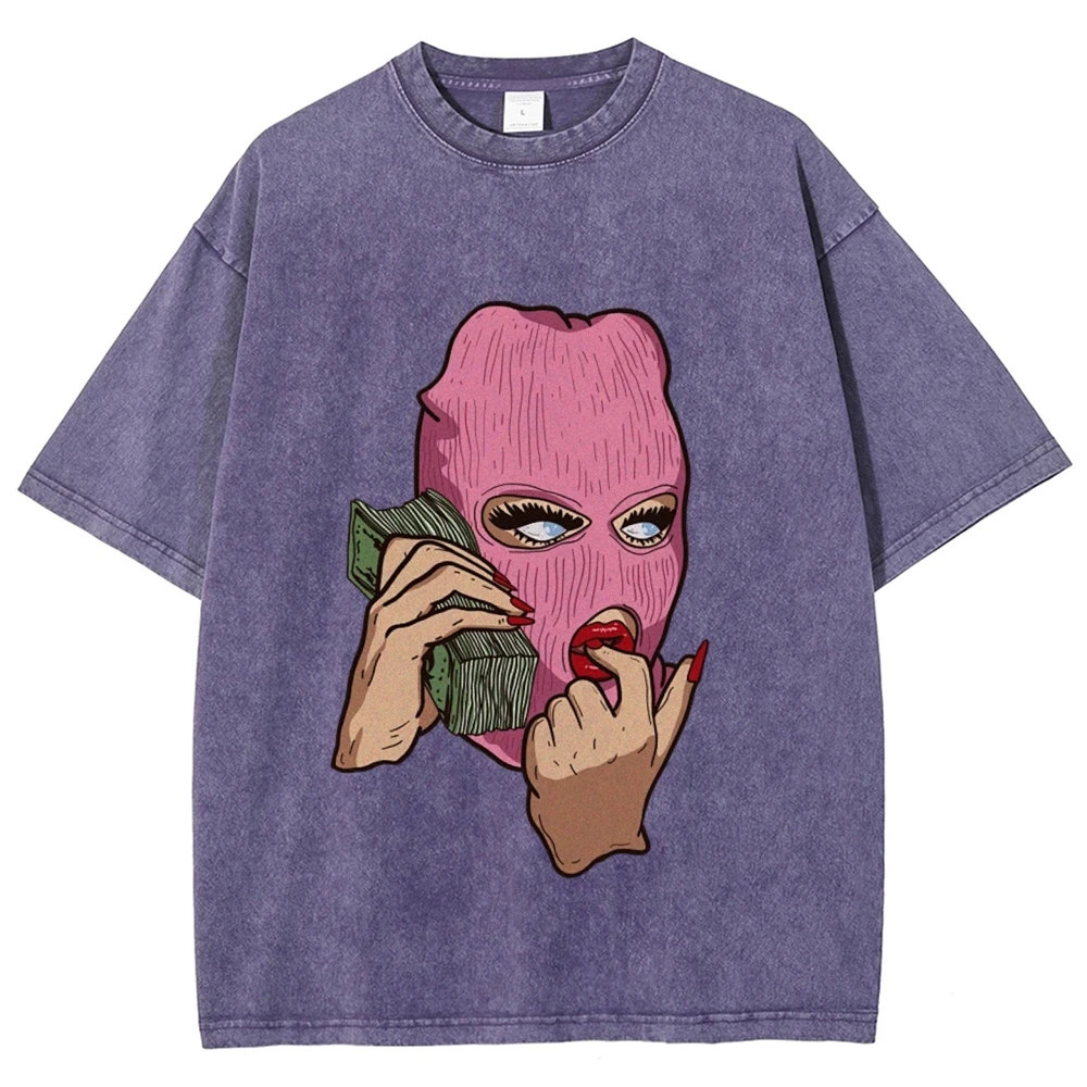 Money Talks Modern Masked Unisex Vintage Washed Tee