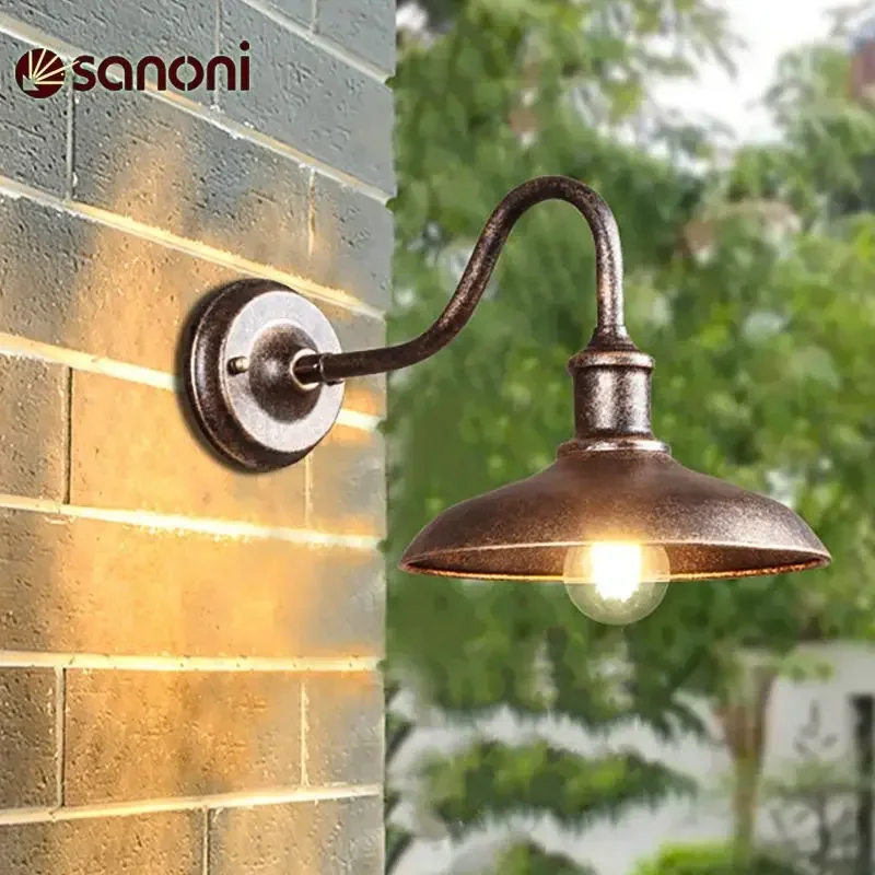 Retro Wall Lamp Outdoor Waterproof Wall Light Vintage American Country Garden Sconce/Doorway/Courtyard Industrial Rust Lighting