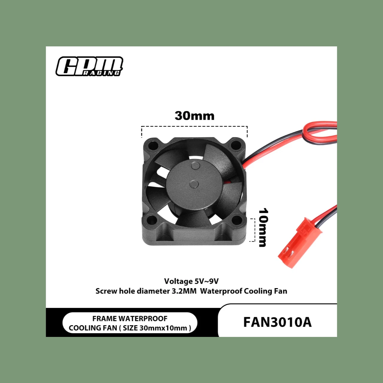 

GPM Frame Waterproof Cooling Fan 30X10Mm High Speed 23000Rpm