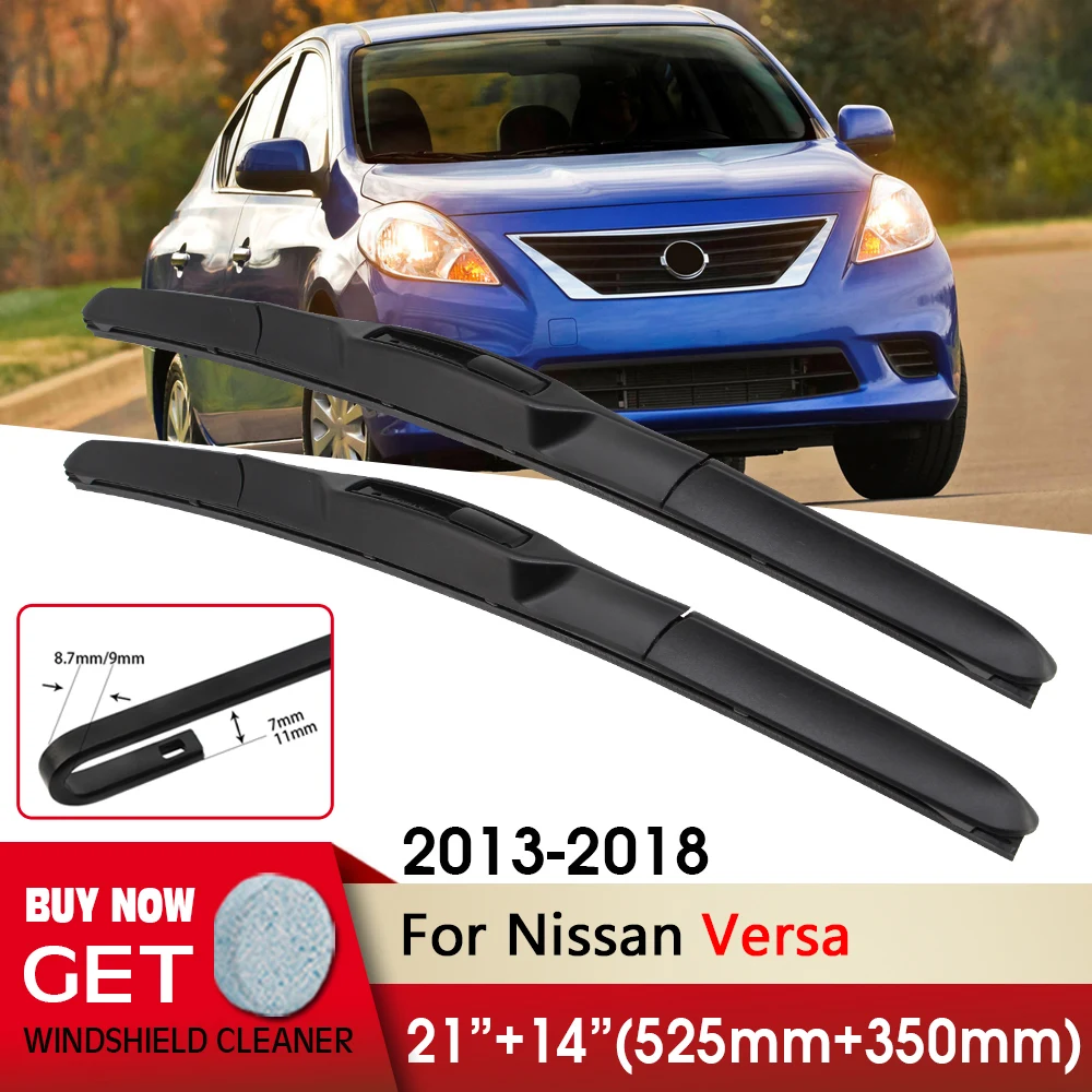 

Car Wiper RHD & LHD Front Wiper Blades 21"+14" For Nissan Versa 2013-2018 Fit U Hook Arm Windshield Windscreen Front Window