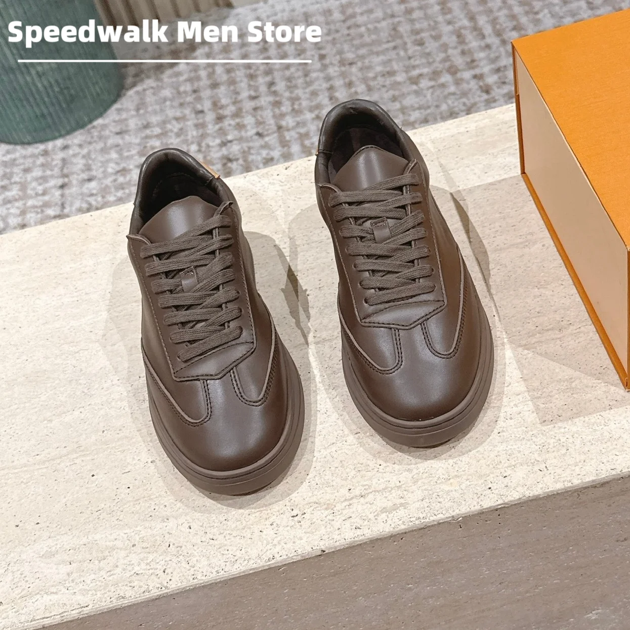 2026New Unisex Minimalist Solid Leather Casual Skate Shoes Contrast Heel Design Wear Resistant Office Daily Platform Trainers