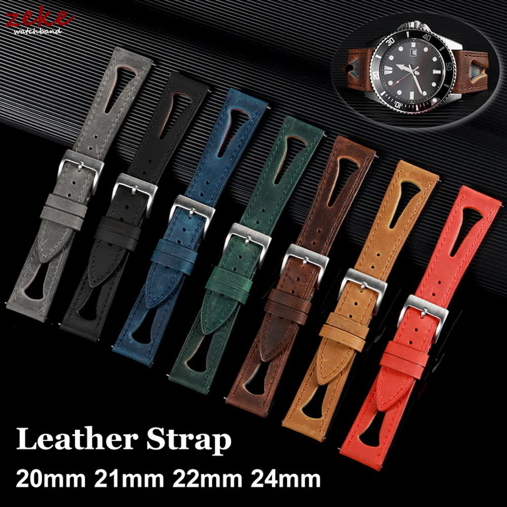 Atmungsaktives Echtleder-Uhrenarmband für Omega Business Crazy Horse Kalbslederarmband Sportarmband Uhrenarmband 20 mm 21 mm 22 mm 24 mm