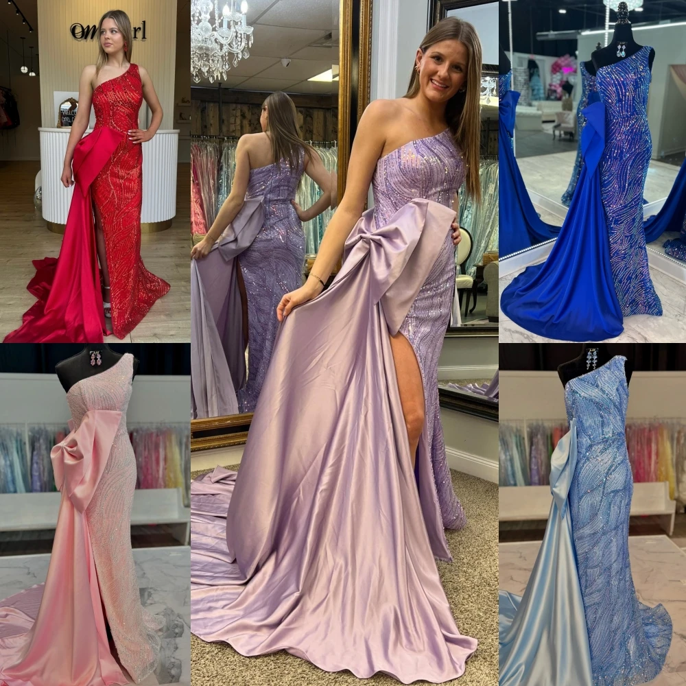 Vestido de fiesta iridiscente con un solo hombro, vestido largo ajustado de invierno para fiesta de noche Formal, ocasión especial, desfile de Gala Oscar