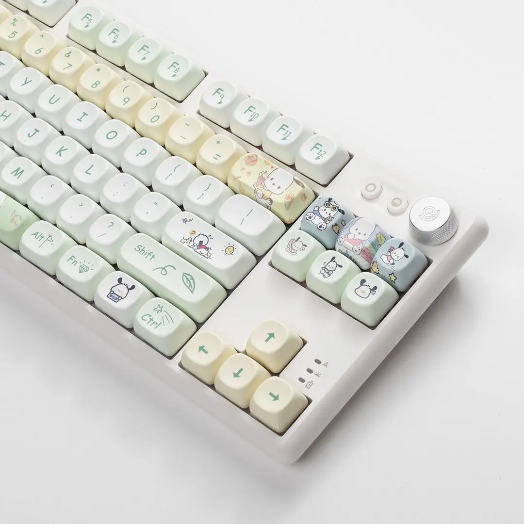 Pastel Cream White Pochacco Keycaps Set Sanrio Cartoon Pbt Keycaps for Mechanical Gaming Keyboard Birthday Gift for Girls Gamers view 4
