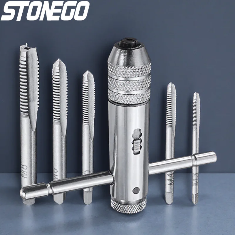 

Набор из 5 серебристых регулируемых ключей с Т-образной рукояткой и трещоткой для седел смесителей, метрическая резьба M3-M8 (3 мм, 8 мм)