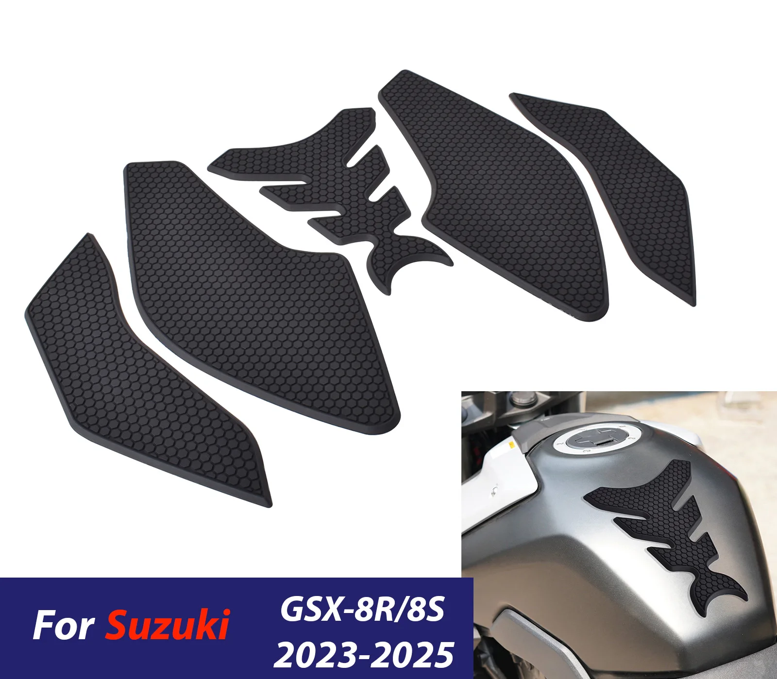 

Для Suzuki GSX 8R 8S 2023-2025 GSX8S мотоциклетная боковая накладка на бак, защитная наклейка, газовая наколенница, аксессуары для двигателя ﻿