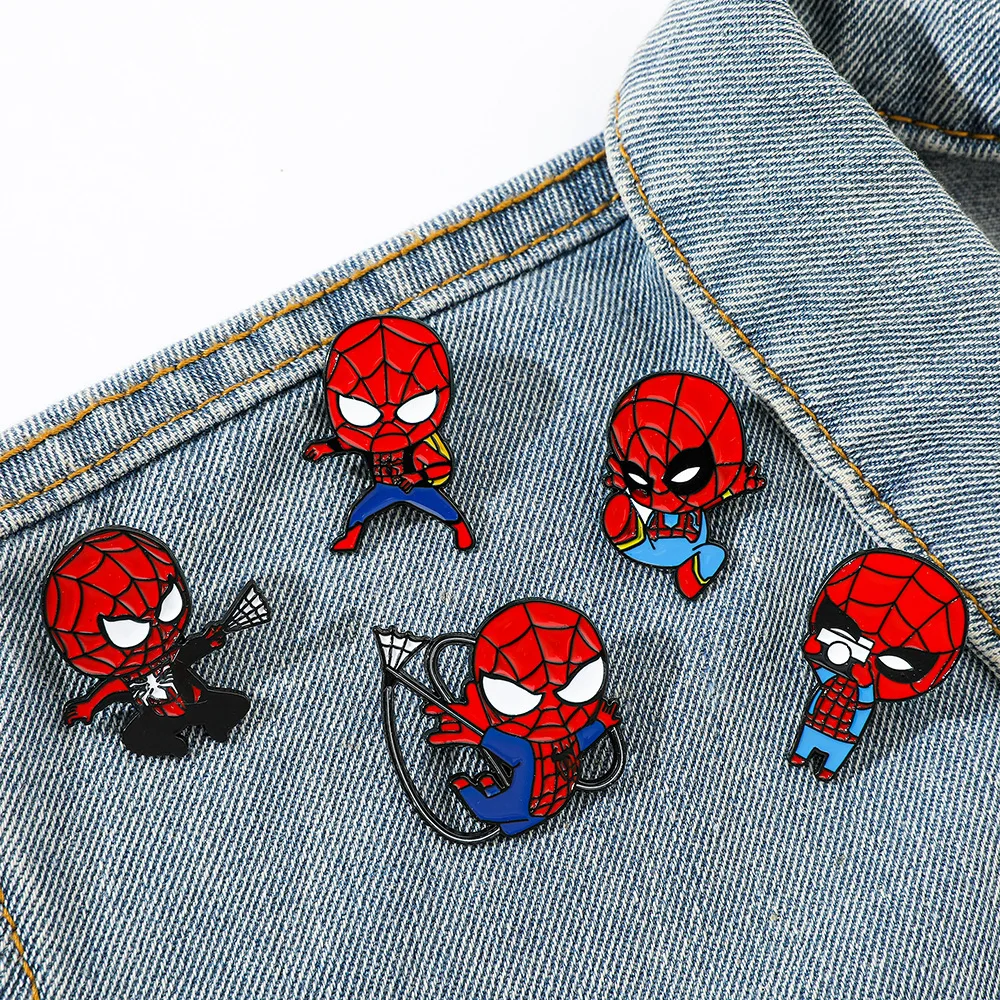 

Disney Marvel Spider Man Brooch Cute Pin for Backpacks Movie Peripherals Jewelry Souvenirs Anime Accessories Children Gifts Toys