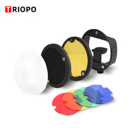 TRIOPO MagDome Color Filter, Reflector, Honeycomb, Diffuser Ball Kits For GODOX tt600 TT685 V860II YN560III/IV Flash VS AK-R1