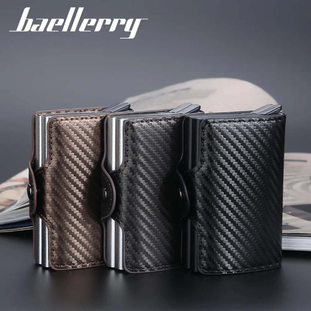 

2023 Credit Card Holder Men Wallet RFID Aluminium Box Bank PU Leather Purse With Money Clip Designer Cardholder