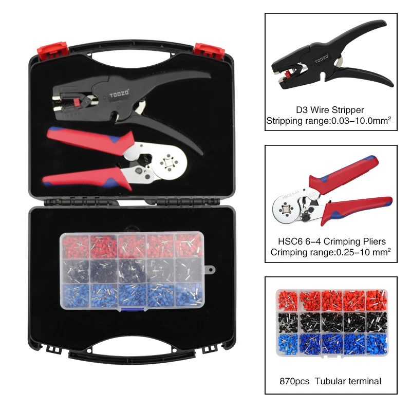 Crimping Pliers HSC8 6-6 6-4 Crimper Tools With Tubular Terminals Wire stripper Mini Portable Automatic Crimping Tool In Box Bag