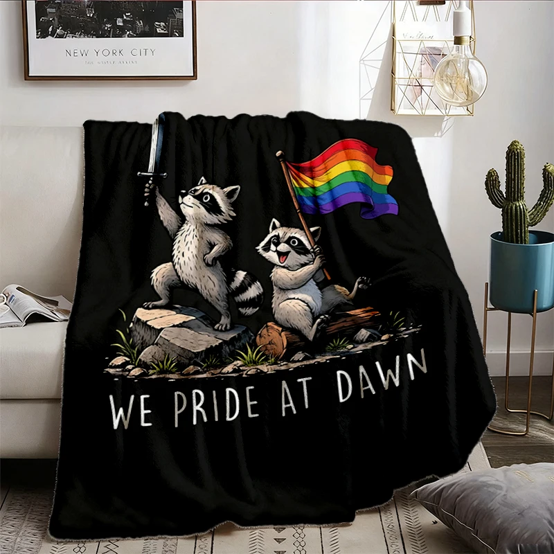 Raccoon Pride Month Comfort Cropped Flannel Blanket: We Pride At Dawn Boxy Comfy Blanket Comfy Blanket Soft Blanket