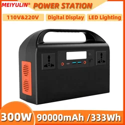 300W 110/220V Portable Power Station Supply 90000mAh Solar Generator Outdoor Camping Emergency Auxiliary Battery Pack Power Bank