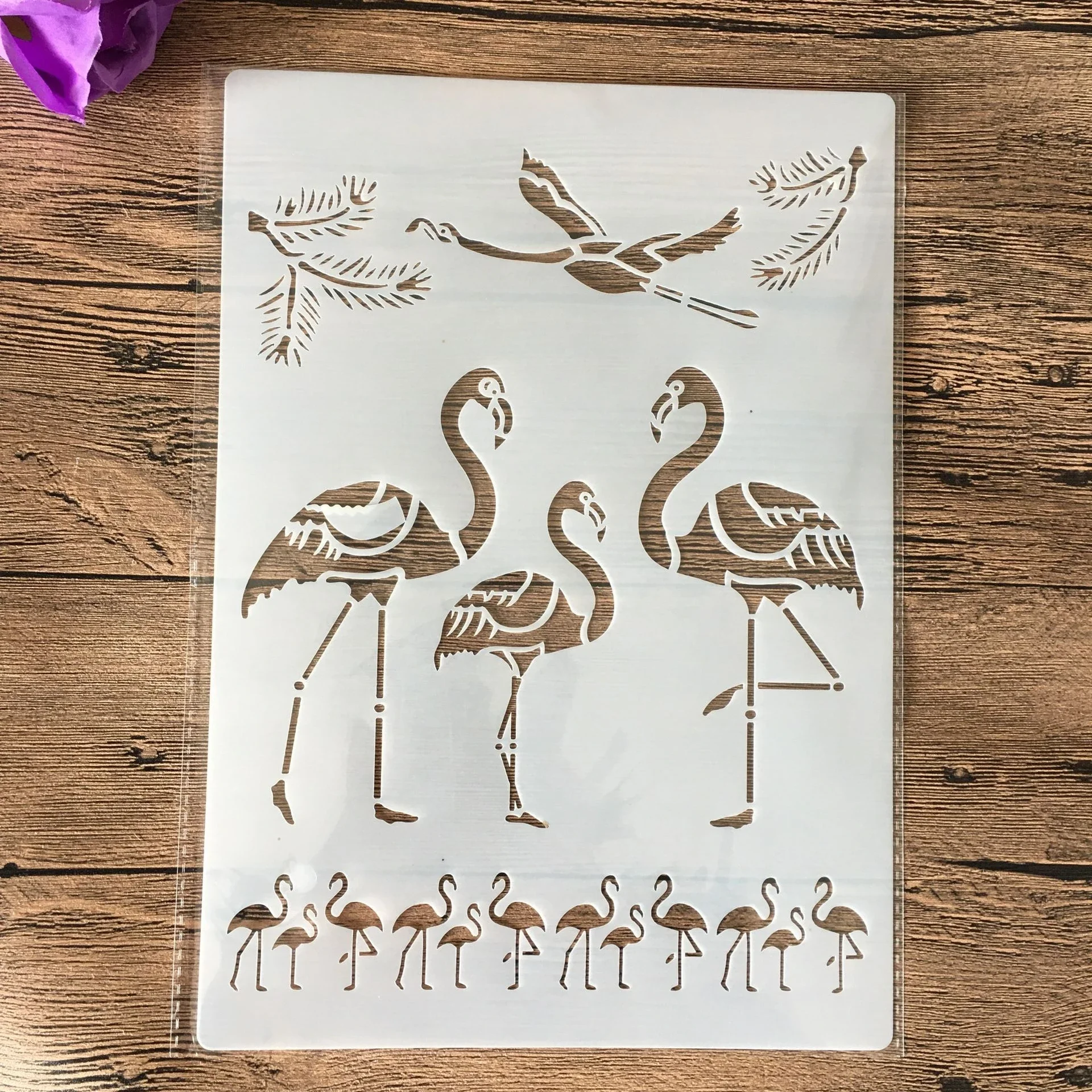 

A4 Flamingo DIY Stencils Wall Painting Scrapbook Coloring Embossing Album Decorative Paper Card Template,wall 29 * 21cm