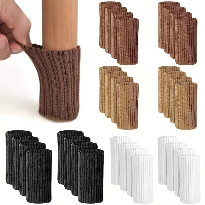 24Pcs Knitted Chair Leg Socks Thickened Furniture Feet Floor Protector Anti‑Slip Silent Table Chair Leg Covers Pads