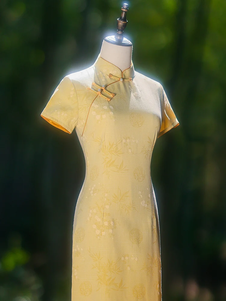 

Ele Reformed Women's New Chinese Sle Daily Embroidered Dr Summer New Ele Linen ort Sve Mid...