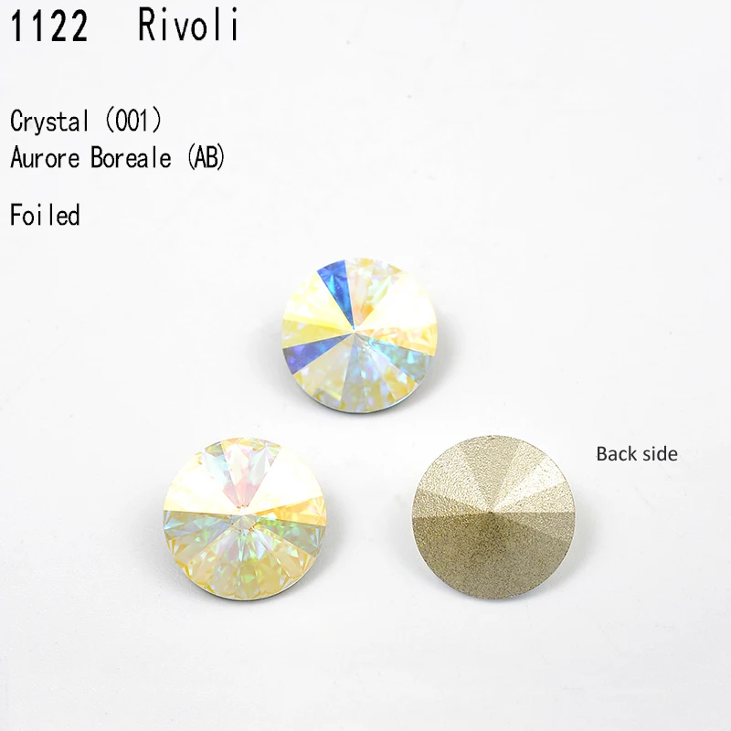 (1 Piece) Original from Austria 1122 Rivoli Round Stone (No Hole) Foiled Rhinestone for DIY Jewelry Making Nail Art Decoration