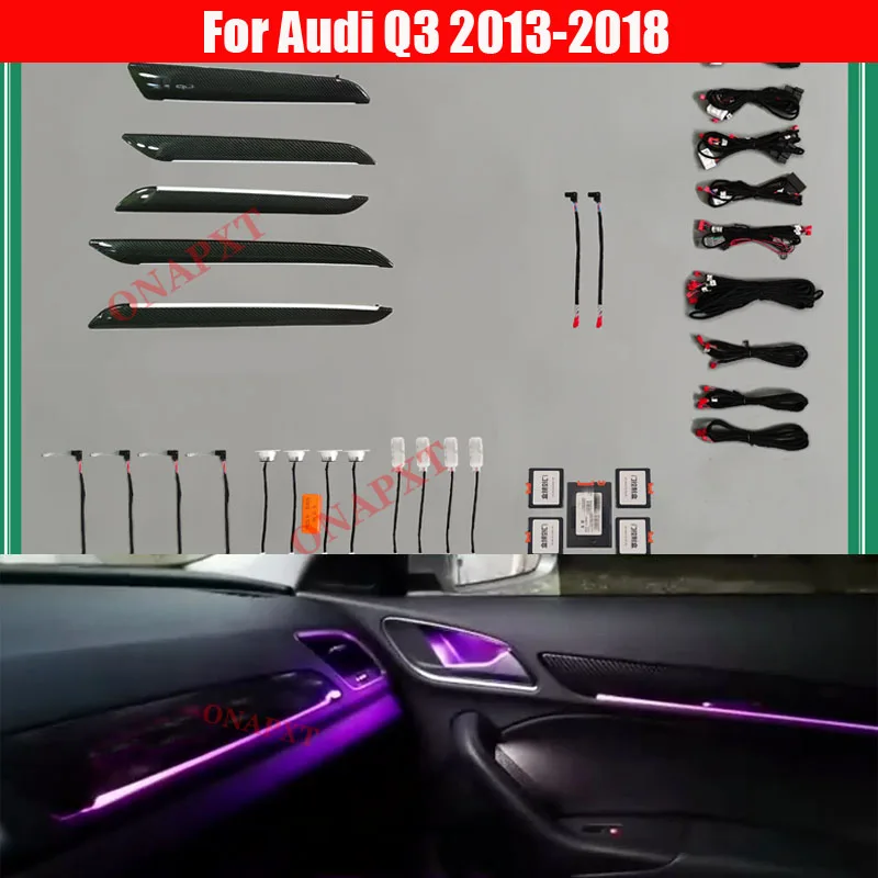 21 Colors Set For Audi Q3 2013-2018 Button Control Decorative Dashboard Door Ambient Light LED Atmosphere Lamp illuminated Strip