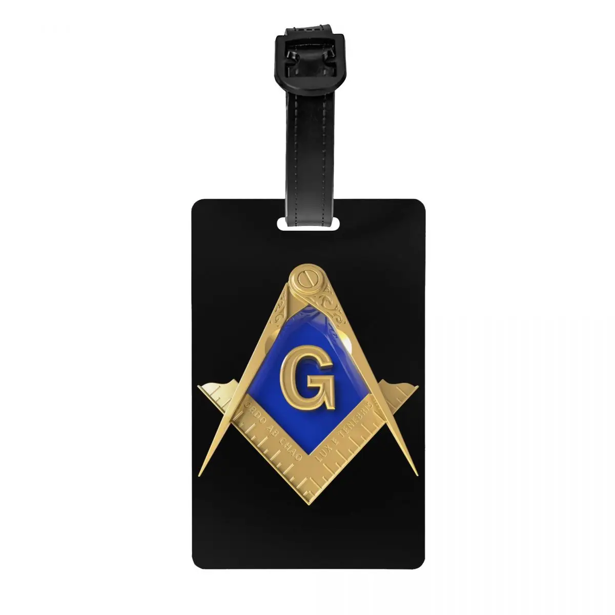 

Custom Freemason Gold Square Masonic Luggage Tag With Name Card Privacy Cover ID Label for Travel Bag Suitcase