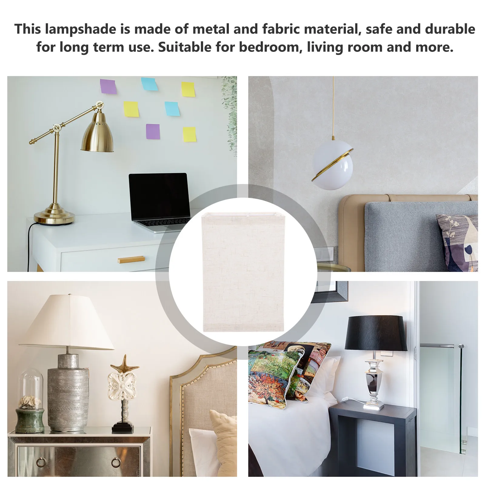 

Cloth Lampshade Square Fabric Metal Replacement Lamp Shade for Table Bedroom Living Room Decorative Light Accessory E27