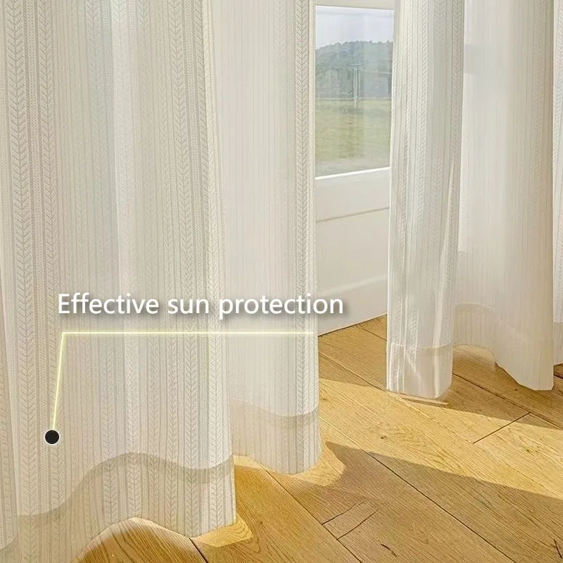 Custom Size Mirror Veil Simple Modern Semi-blocking Luxury Tulle Curtains for Living Room Bedroom Dining Hall Retro Grace Decor