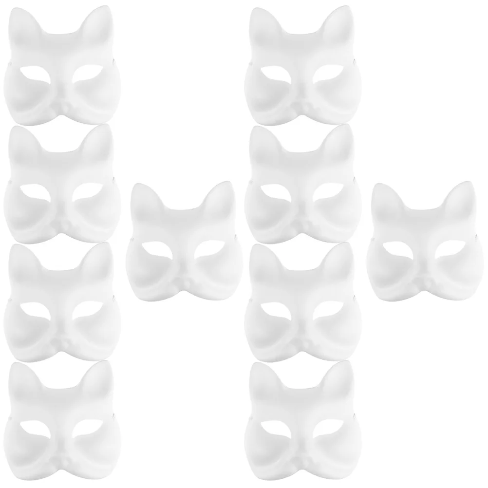 10 stuks handgeschilderde pulpmaskers verhalen vertellen Fox Eye Halloween rekwisieten dansen blanco papier DIY Party vrouwen overschilderbaar entertainment