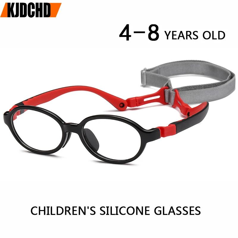 Kids Oval Silicone Flexible TR90 Glasses Frame For Boy Girl Ultralight Optical eyeglass frames for children For 4-8 Years Old