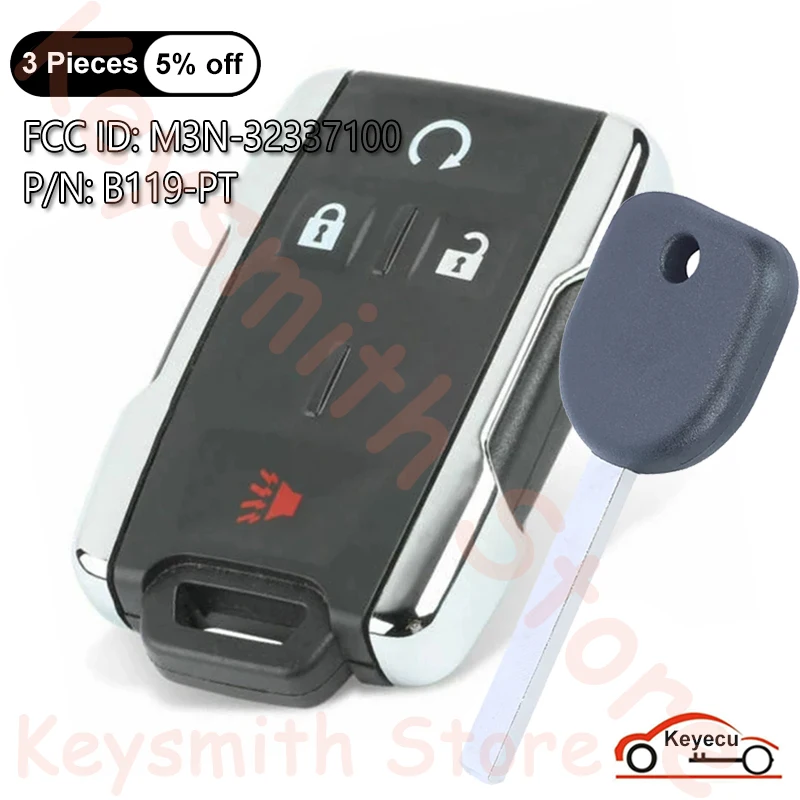 KEYECU Remote Key Fob for Chevrolet Colorado for GMC Sierra 2014 2015 2016 2017 2018 2019 FCC: M3N-32337100 B119-PT