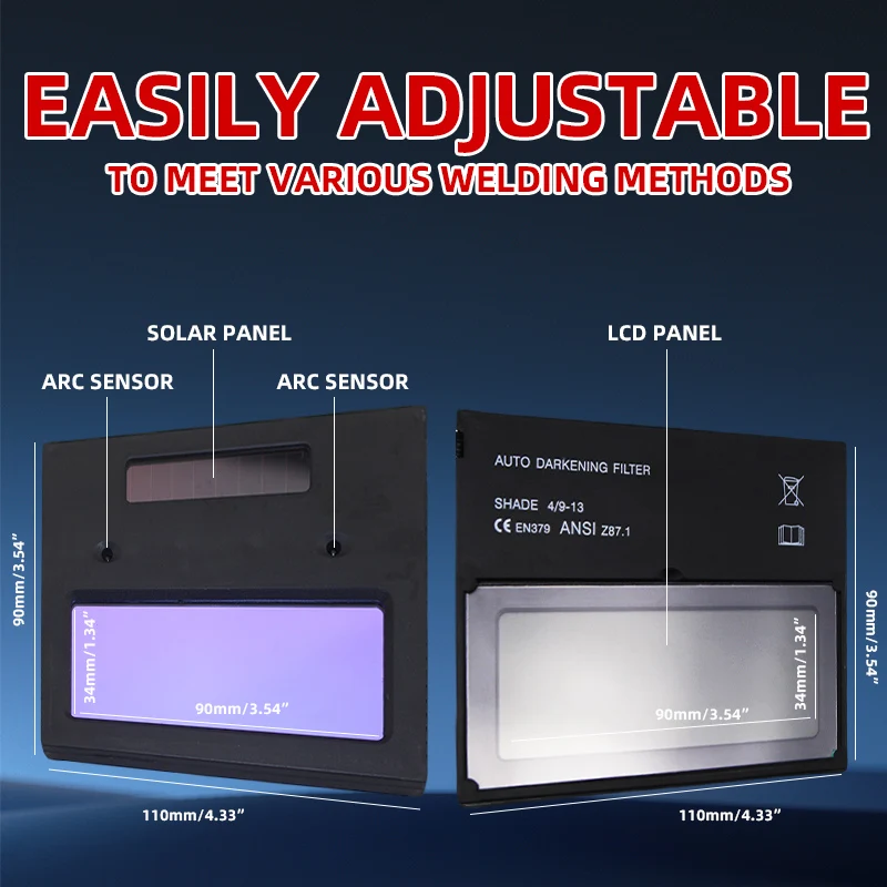 Welding Mask Solar Automatic Dimming Large View True Color  Welder Auto Darkening Welding Helmet