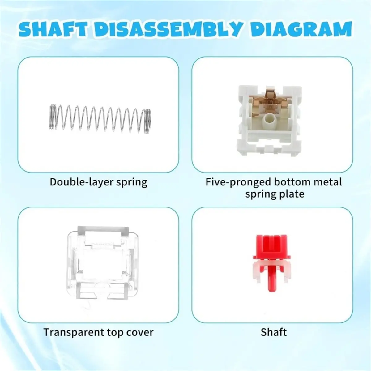 Red Switches, 3-Pin Linear Dustproof Hot-Swappable - for CHERRY MX Equivalent Switches for Mechanical Keyboard-Pack 90