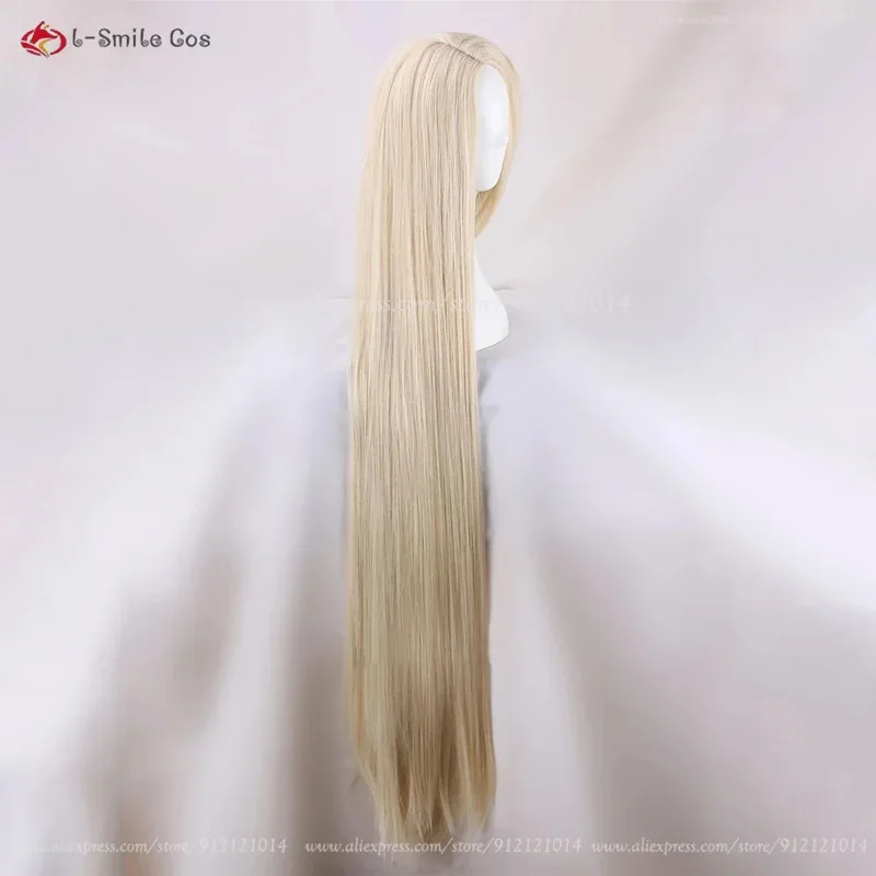 

aaa12 3120cm/47" Women Princess Long Blonde Straight Halloween Role Play Hair Side Parting + Wig Cap