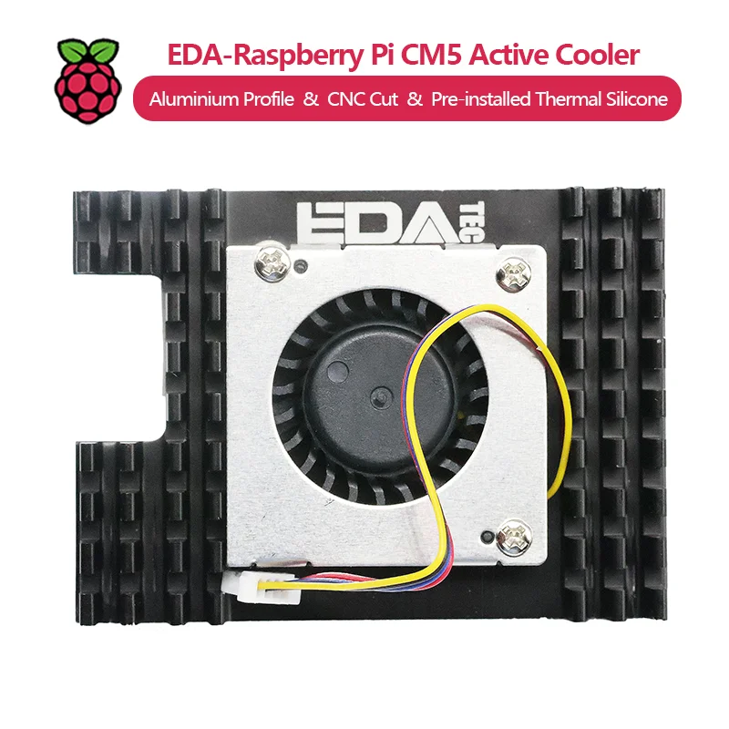 EDA Raspberry Pi CM5 Series Cooler, active cooler, DC 5V input, maximum speed 8000 RPM, airflow 1.09 CFM