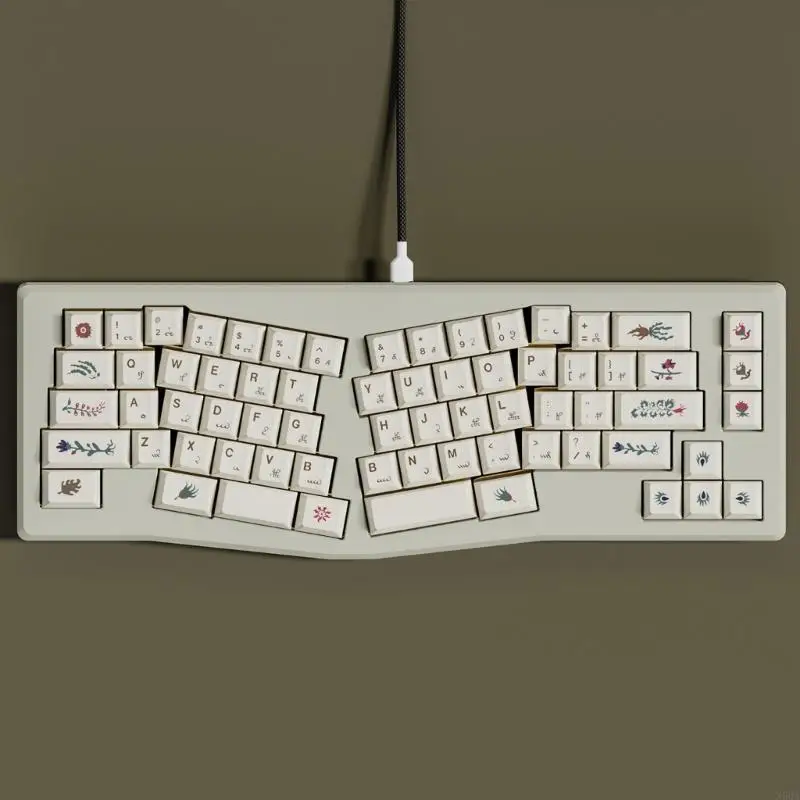 135PCS Mechanical Keyboard Keycaps With Voynich Manuscript Theme Heat Sublimated Keycap Replacement Thick PBT 