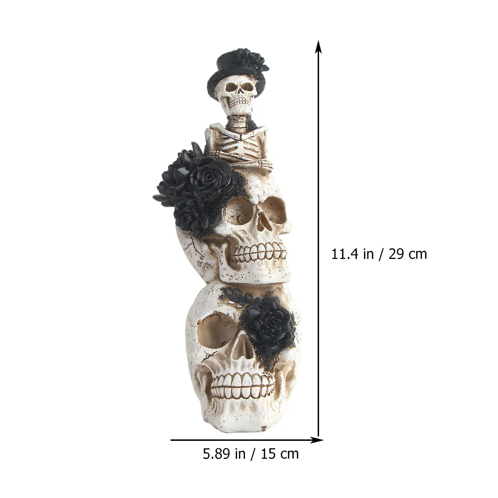 

1Pcs Resin Skull Head Ornament Beige Realistic Lifelike Skull Models Horror Party Decor Resin Halloween Skulls