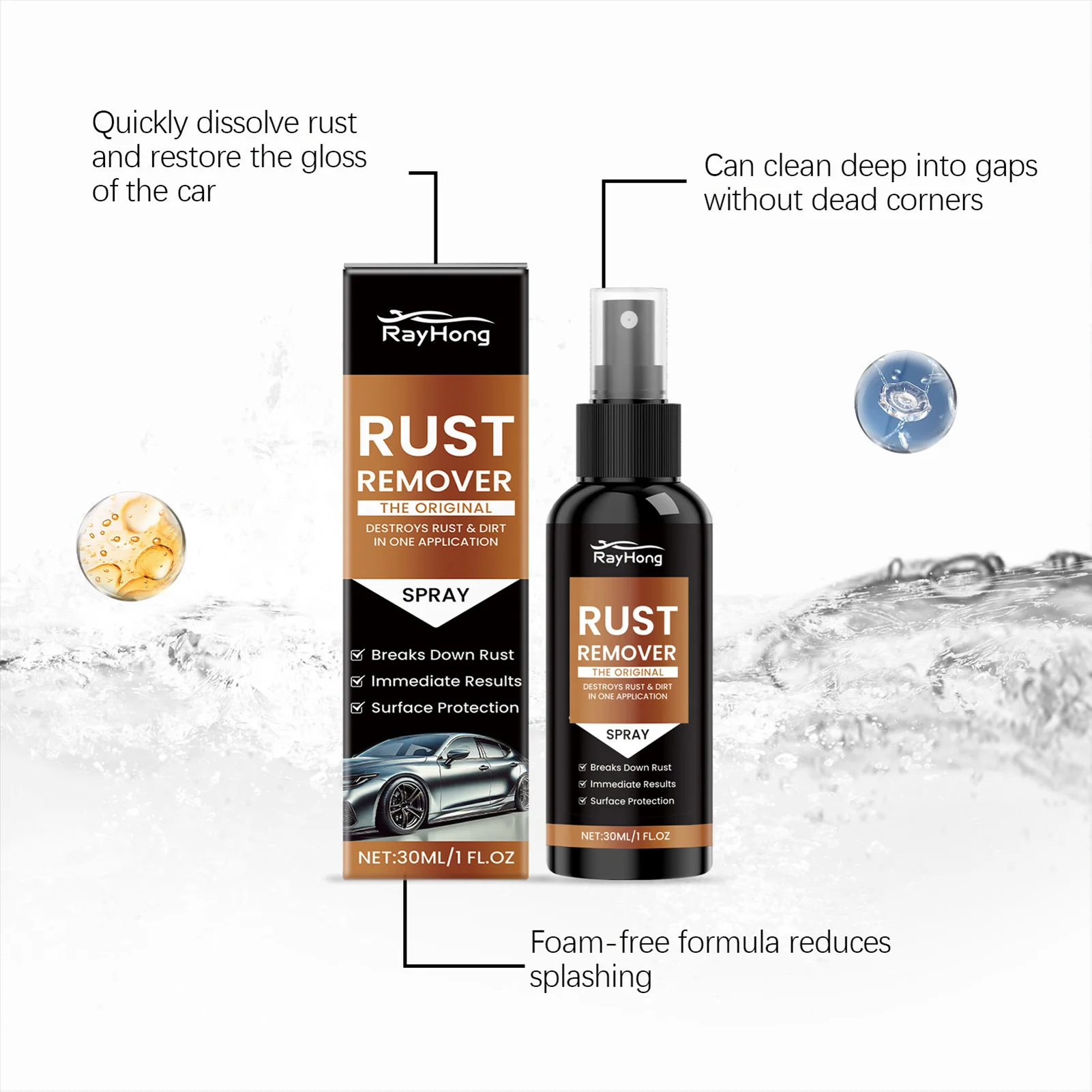 Car Rust Remover Fast Acting Formula Effectively Removes Rust Restores Shine Gentle on All Metal Surfaces No Scrubbing Needed
