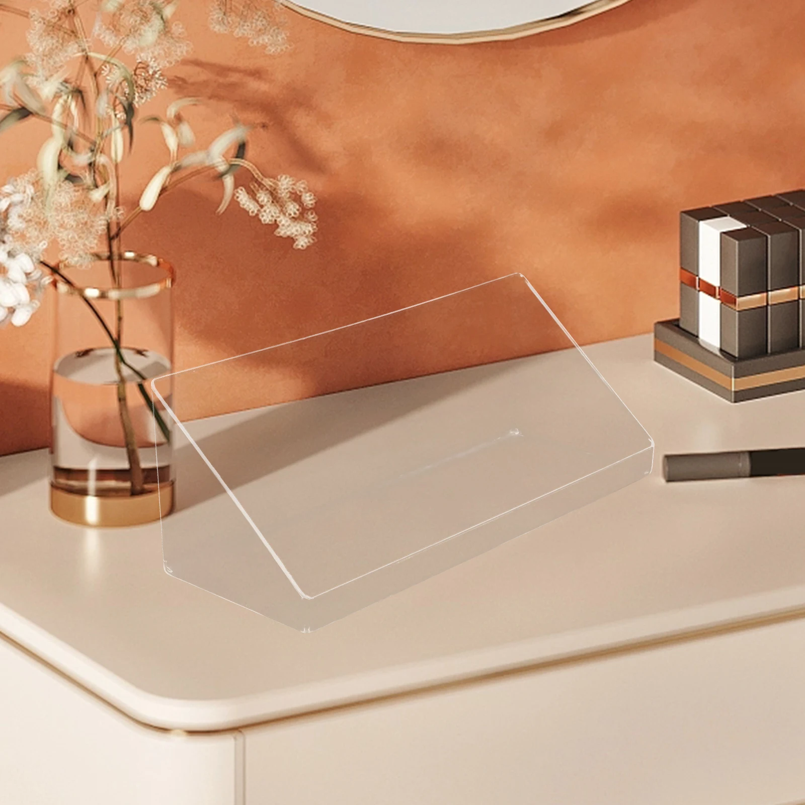 

Large Size Storage Box Transparent Acrylic Book Container Desktop ganizer Space Saving Makeup Holder Storage Case