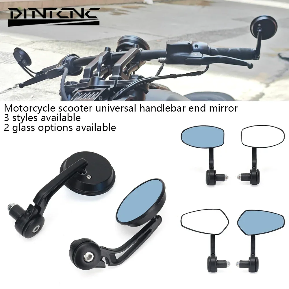 

Motorcycle Scooter Universal Handlebar End Mirror Aluminum Flip Left Right Side Mirrors Accessories Blue Light Anti-Glare Glass