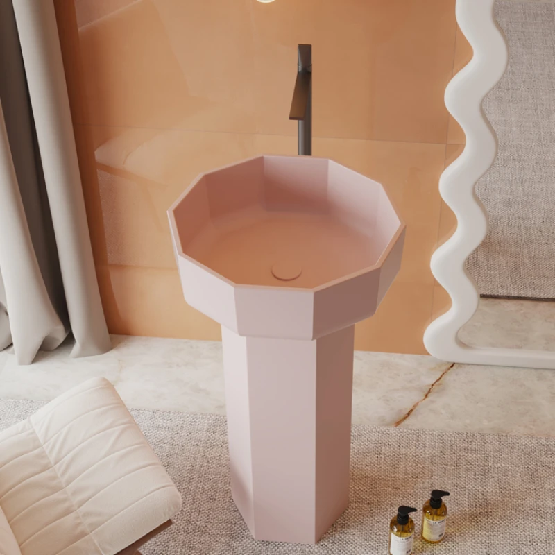 

Colored small unit floor standing integrated column basin, hand wash basin, balcony, outdoor hotel, homestay, household column